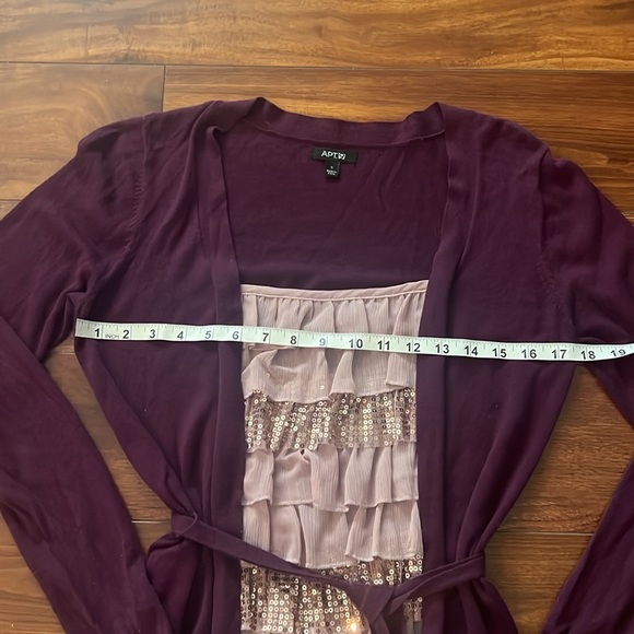 Apt. 9 Cardigan & Sequin RuffleCamisol One Piece, Size Small, Marroon/Pink - Picture 5 of 6
